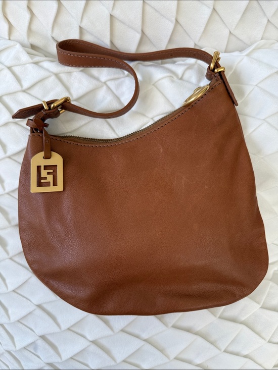Fendi Handbags - Fendi Vintage Small Leather Oyster Bag in Cognac Brown